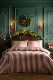 Laurence Llewelyn-Bowen 'Festive Robin' 100% Cotton Duvet Cover Set in Red - Size: Double - thumbnail 4