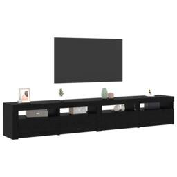 Berkfield Home 3 Piece TV Cabinet Set with LED Lights Black Oak Engineered Wood - thumbnail 3
