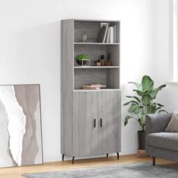 Berkfield Home Highboard Grey Sonoma 69.5x34x180 cm Engineered Wood - thumbnail 1