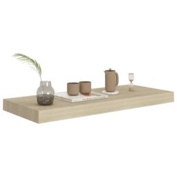 Berkfield Home Floating Wall Shelf Oak 60x23.5x3.8 cm MDF in Brown - thumbnail 3