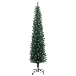 Berkfield Home Realistic Artificial Slim Christmas Tree 300 LEDs 210 cm in Green - thumbnail 1