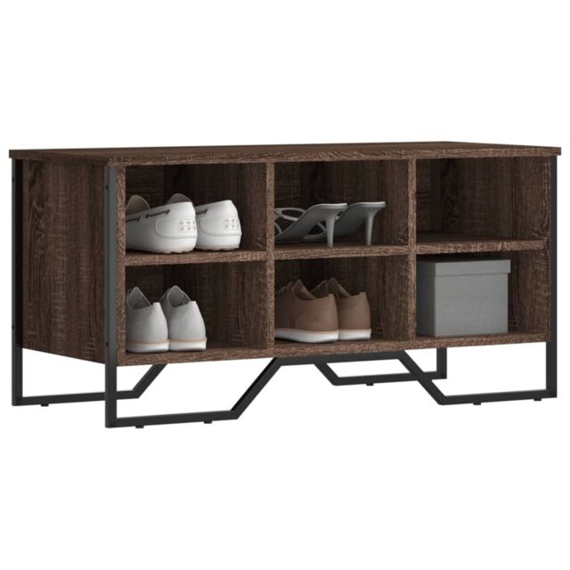 Berkfield Home Shoe Cabinet Brown Oak 90x38x45.5 cm Engineered Wood - image 1