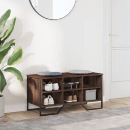Berkfield Home Shoe Cabinet Brown Oak 90x38x45.5 cm Engineered Wood - thumbnail 3