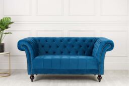 Birlea Chesterfield Sofa 2 Seater Chester Studded Settee in Blue