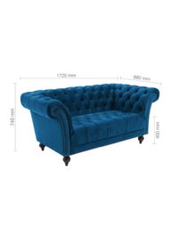 Birlea Chesterfield Sofa 2 Seater Chester Studded Settee in Blue - thumbnail 7