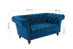 Birlea Chesterfield Sofa 2 Seater Chester Studded Settee in Blue - thumbnail 6