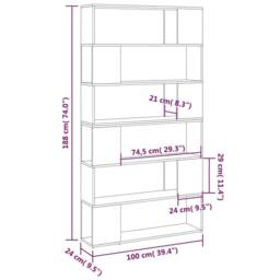 Berkfield Home Book Cabinet Room Divider White 100x24x188 cm - Size: 100 x 24 x 188 cm - thumbnail 8