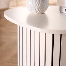 OHS Madison Ribbed Side Table Corner Bedroom Living Room Office Bedside in Cream - thumbnail 2