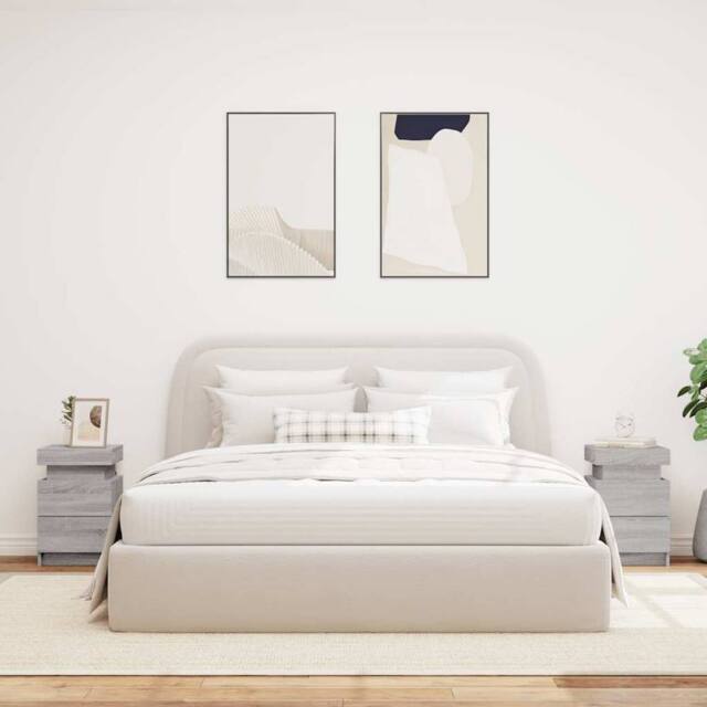 Berkfield Home Beautiful Bedside Cabinets with LED Lights 2 pcs Grey Sonoma 35x3 - image 1