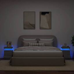 Berkfield Home Beautiful Bedside Cabinets with LED Lights 2 pcs Grey Sonoma 35x3 - thumbnail 4