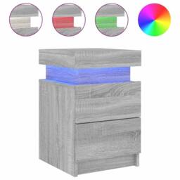 Berkfield Home Beautiful Bedside Cabinets with LED Lights 2 pcs Grey Sonoma 35x3 - thumbnail 7