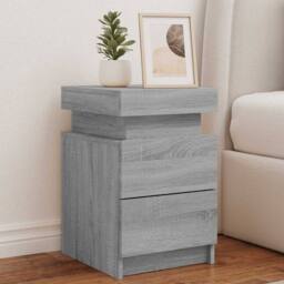 Berkfield Home Beautiful Bedside Cabinets with LED Lights 2 pcs Grey Sonoma 35x3 - thumbnail 2