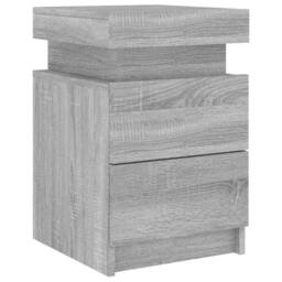 Berkfield Home Beautiful Bedside Cabinets with LED Lights 2 pcs Grey Sonoma 35x3 - thumbnail 6