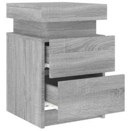 Berkfield Home Beautiful Bedside Cabinets with LED Lights 2 pcs Grey Sonoma 35x3 - thumbnail 8