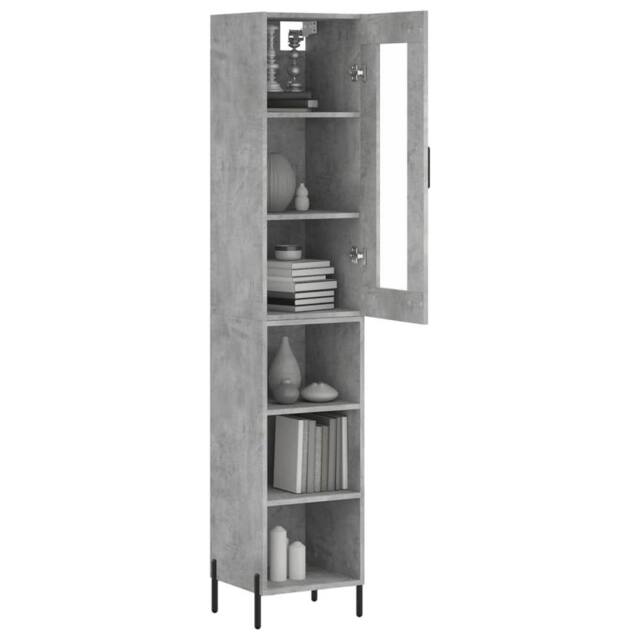 Berkfield Home Highboard Concrete Grey 34.5x34x180 cm Engineered Wood - image 1