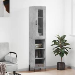 Berkfield Home Highboard Concrete Grey 34.5x34x180 cm Engineered Wood - thumbnail 2