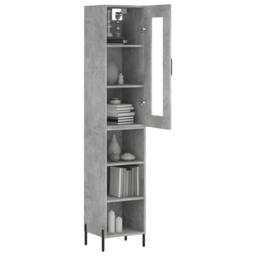 Berkfield Home Highboard Concrete Grey 34.5x34x180 cm Engineered Wood - thumbnail 1
