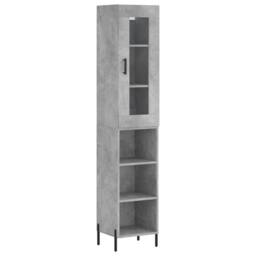 Berkfield Home Highboard Concrete Grey 34.5x34x180 cm Engineered Wood - thumbnail 3