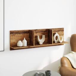 Berkfield Home Wall Cabinet 100x16.5x30 cm Old Wood Engineered Wood in Brown - thumbnail 3
