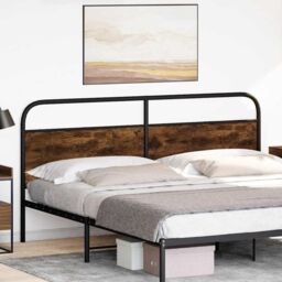 Berkfield Home Headboard Smoked Oak 180 cm Steel & Engineered Wood in Brown - thumbnail 2