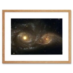 Artery8 Wall Art Print Hubble Space Astronomy Interacting Spiral Galaxies NGC 2207 & IC 2163 In Near Collision Cosmic Dance Artwork Framed 9X7 Inch - thumbnail 1