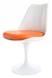 Fusion Living Tulip Set - White Medium Circular Table & Two Chairs with PU Cushion in Orange - thumbnail 2