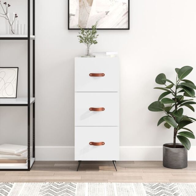 Berkfield Home Sideboard High Gloss White 34.5x34x90 cm Engineered Wood - image 1