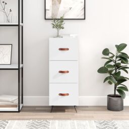 Berkfield Home Sideboard High Gloss White 34.5x34x90 cm Engineered Wood - thumbnail 1