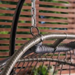 OHS Double Hanging Egg Chair Folding Swing Seat Hammock Patio Garden in Charcoal - thumbnail 3