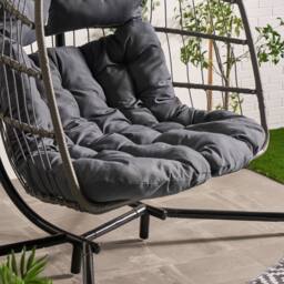 OHS Double Hanging Egg Chair Folding Swing Seat Hammock Patio Garden in Charcoal - thumbnail 2