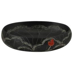 Berkfield Home Countertop Basin Black Oval 59x40x15 cm Ceramic - Size: 59 x 40 x 15 cm - thumbnail 4