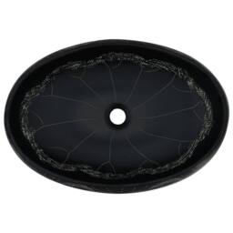Berkfield Home Countertop Basin Black Oval 59x40x15 cm Ceramic - Size: 59 x 40 x 15 cm - thumbnail 6