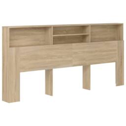 Berkfield Home Headboard Cabinet Sonoma Oak 220x19x103.5 cm in Light Tan