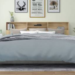 Berkfield Home Headboard Cabinet Sonoma Oak 220x19x103.5 cm in Light Tan - thumbnail 5