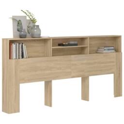Berkfield Home Headboard Cabinet Sonoma Oak 220x19x103.5 cm in Light Tan - thumbnail 6