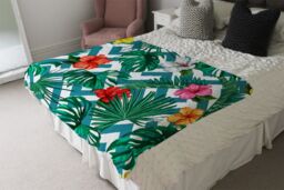 Benjamin Tate Design Tropical Leaves & Geometrics Blanket in Natural - Size: 120 cm x 150 cm - thumbnail 3