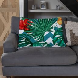 Benjamin Tate Design Tropical Leaves & Geometrics Blanket in Natural - Size: 120 cm x 150 cm - thumbnail 2
