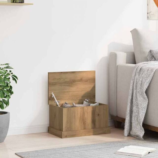 Berkfield Home Storage Box Artisan Oak 30x50x28 cm Engineered Wood in Brown - Size: 30 x 50 x 28 cm - image 1