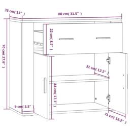 Berkfield Home Sideboard Concrete Grey 80x33x70 cm Engineered Wood - Size: 80 x 33 x 70 cm - thumbnail 9