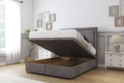 "Sloomy Lancaster Naples Ottoman Bed Set With 54"" Floor Standing Headboard in Grey - Size: Small Single" - thumbnail 2