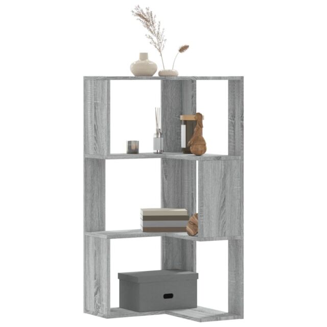 Berkfield Home Corner Bookcase 3-Tier Grey Sonoma 50x50x102 cm Engineered Wood - Size: 50 x 50 x 102 cm - image 1