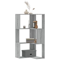 Berkfield Home Corner Bookcase 3-Tier Grey Sonoma 50x50x102 cm Engineered Wood - Size: 50 x 50 x 102 cm - thumbnail 1