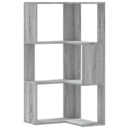 Berkfield Home Corner Bookcase 3-Tier Grey Sonoma 50x50x102 cm Engineered Wood - Size: 50 x 50 x 102 cm - thumbnail 2