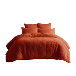 Snug City Teddy Bear Fleece Soft Cosy Duvet Cover + Pillow Case Set in Tangerine - Size: Single - thumbnail 2