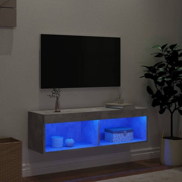 Berkfield Home TV Cabinet with LED Lights Concrete Grey 100x30x30 cm - Size: 100 x 30 x 30 cm - image 1