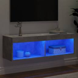 Berkfield Home TV Cabinet with LED Lights Concrete Grey 100x30x30 cm - Size: 100 x 30 x 30 cm - thumbnail 4