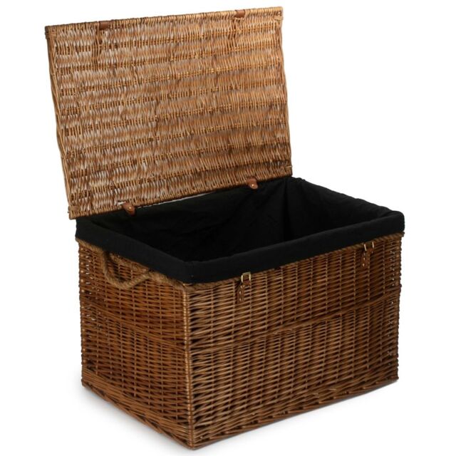 Red Hamper Wicker Large Light Steamed Storage Hamper in Black - image 1