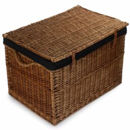 Red Hamper Wicker Large Light Steamed Storage Hamper in Black - thumbnail 3