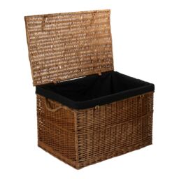 Red Hamper Wicker Large Light Steamed Storage Hamper in Black - thumbnail 4