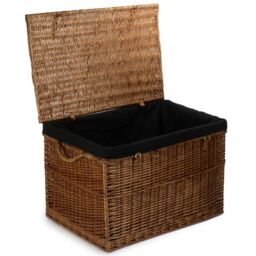 Red Hamper Wicker Large Light Steamed Storage Hamper in Black - thumbnail 1